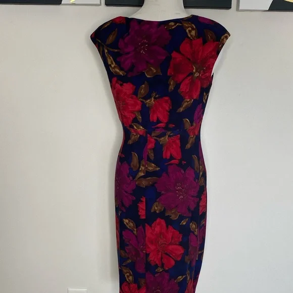 Chaps Floral Side Ruched Sheath Dress PM - Picture 3 of 3